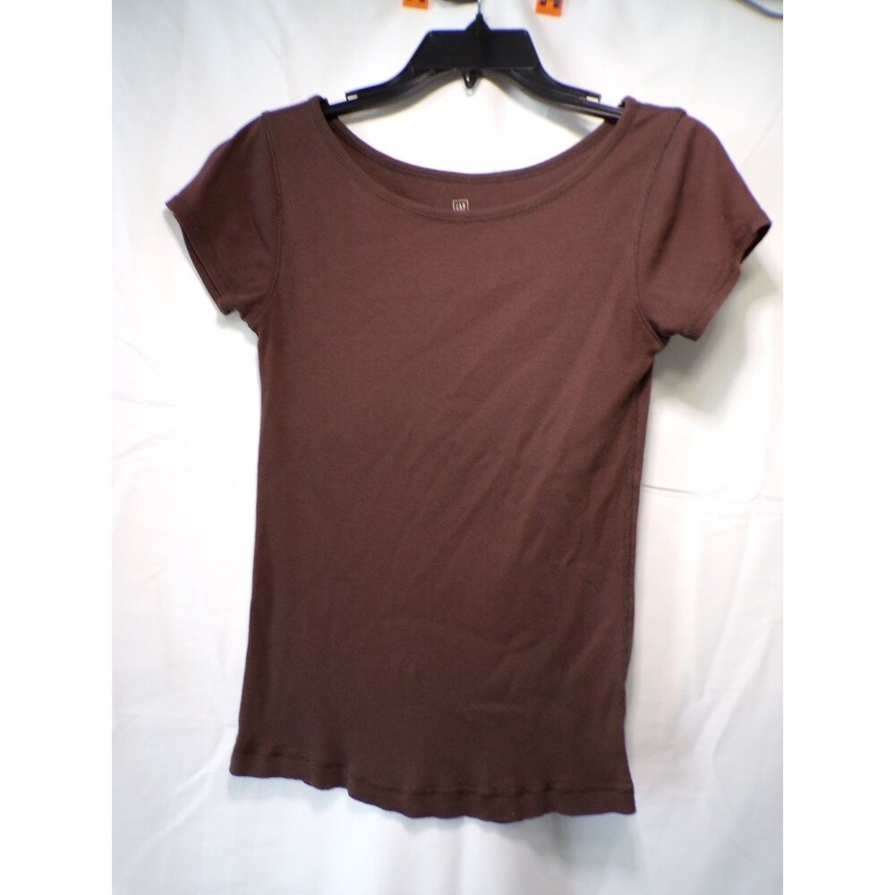 Gap Women's Brown T Shirt Short Sleeve Scoop Neck Slim Fit Size M